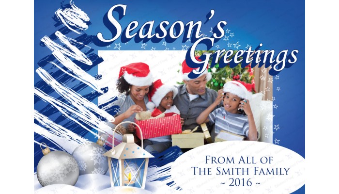 Blue Holidays Greeting card - Adobe Illustrator Project File