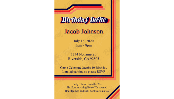 70s Birthday Invite - Adobe Illustrator Project File