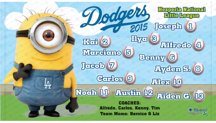 Dodgers Minions - Baseball - T-ball - Team Banner Design 