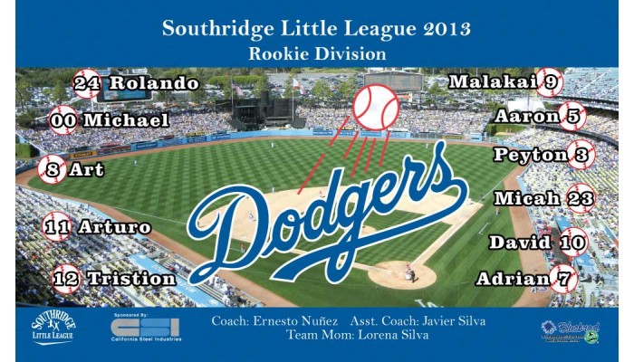 Dodgers - Baseball - T-ball - Team Banner Design 