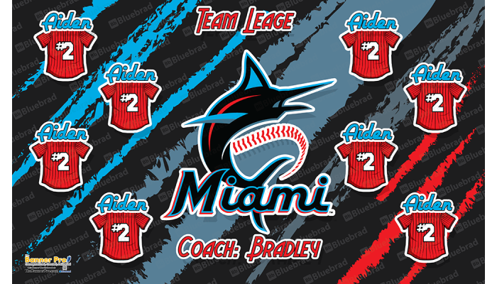 Miami Marlins Retro - Baseball - T-ball - Team Banner Design Miami Marlins Retro - Baseball - T-ball - Team Banner Design