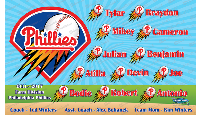 Phillies 3 - Baseball - T-ball - Team Banner Design