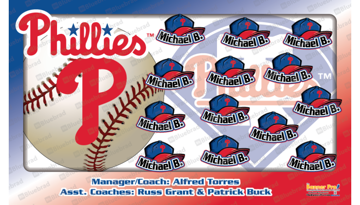 Phillies 2 - Baseball - T-ball - Team Banner Design