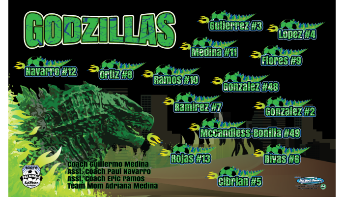 Godzillas - Soccer - Team Banner Design