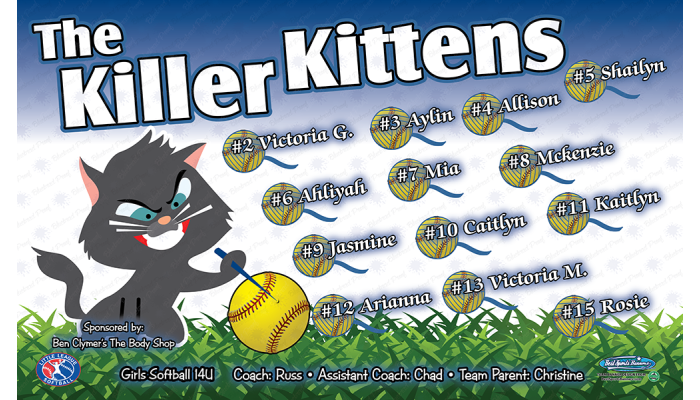 Killer Kittens - Softball - Team Banner Design